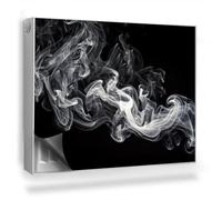 Copertura per Termosifone 80x60 cm Senza Viti o Colla per Radiatore Tappetino Magnetico Decorazione per Interni Montaggio Facile - Una scia tortuosa di Fumo Bianco, Sfondo Nero
