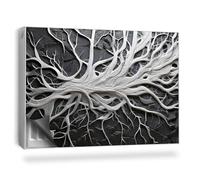 Copertura per Termosifone 90x60 cm Montaggio Facile per Radiatore Decorazione per Interni Senza Viti o Colla Tappetino Magnetico - Modello Bianco Che Ricorda Rami e Radici