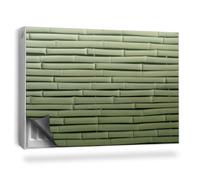 Copertura per Termosifone 90x60 cm per Radiatore Senza Viti o Colla Decorazione per Interni Montaggio Facile Tappetino Magnetico - Steli di bambù Orizzontali, Verde Tenue