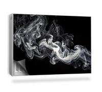 Copertura per Termosifone 90x60 cm Senza Viti o Colla per Radiatore Tappetino Magnetico Decorazione per Interni Montaggio Facile - Una scia tortuosa di Fumo Bianco, Sfondo Nero