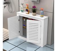 Copertura per termosifone bianca, moderna mensola protettiva laterale, mobiletto portaoggetti da bagno in legno, autoportante, con 2 ante, per casa e ufficio