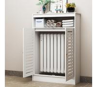Copertura per termosifone, elegante mensola per armadio riscaldante, per bagno e soggiorno, a 2 ante, con ripiano superiore, valvola a tubo, barriera per la privacy (L60 x A 90 x L 20 cm)