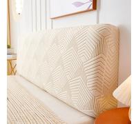 Copertura per testiera del letto in tessuto jacquard a tinta unita semplice e elasticità, altezza 50-60 cm, per testiere per letto singolo, matrimoniale e Super K- beige|| 180cm