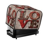 Copertura per tostapane a 2 fette, colore rosso-marrone, stile shabby chic rustico, ideale per San Valentino, per piccoli elettrodomestici da cucina come macchine per il pane, con tasche, protezione d