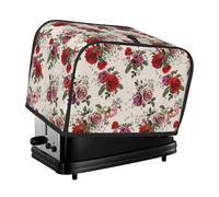 Copertura per tostapane a 2 fette, con bellissimi fiori di rosa rossa, impermeabile, con tasche per piccoli elettrodomestici da cucina, protezione dalle impronte digitali, lavabile in lavatrice