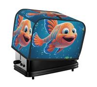 Copertura per tostapane a 2 fette con due tasche per riporre il coltello, copertura super morbida per elettrodomestici, copertura antipolvere per cucina con pesce di mare in stile cartone animato