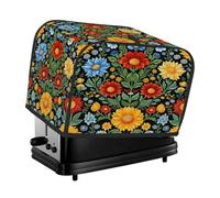 Copertura per tostapane a 2 fette con fiori colorati, giallo, rosso e blu, con anello per appendere il pane, protezioni per piccoli elettrodomestici da cucina (solo copertura)