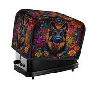 Copertura per tostapane a 2 fette con motivo a cane da pastore e fiori, con anello per appendere il pane, protezioni per piccoli elettrodomestici da cucina (solo copertura)