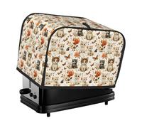 Copertura per tostapane a 2 fette con stampa di gatto e farfalla, con tasche per piccoli elettrodomestici da cucina, protezione dalle impronte digitali, lavabile in lavatrice