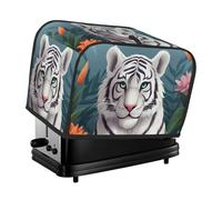 Copertura per tostapane a 2 fette con tasche e manico superiore, copertura per piccola macchina per il pane con tigre bianca carina copertura per piccoli elettrodomestici lavabile universale