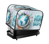 Copertura per tostapane a 2 fette con tasche - Let's go Travel Around the World Copertura per tostapane resistente all'acqua per cucina, accessori per tostapane a 2 fette da donna
