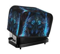 Copertura per tostapane a 2 fette con tasche, motivo lupo con luce blu, resistente agli schizzi e alle impronte digitali, per cucina, accessori per tostapane a 2 fette