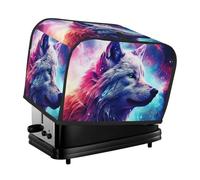 Copertura per tostapane a 2 fette con tasche, motivo lupo stellato multicolore a prova di schizzi e impronte digitali per cucina, accessori per tostapane a 2 fette