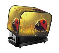 Copertura per tostapane a 2 fette di coccinella dorata a sette macchie per piccoli elettrodomestici da cucina con tasche antipolvere e anti-impronte digitali