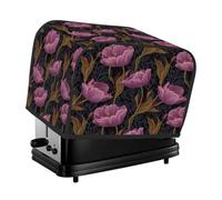 Copertura per tostapane a 2 fette di tulipano viola retrò su sfondo nero, per macchina del pane, piccolo elettrodomestico da cucina