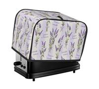 Copertura per tostapane a 2 fette, fiori di lavanda, papillon, impermeabile, con tasche, per piccoli elettrodomestici da cucina, protezione dalle impronte digitali, lavabile in lavatrice