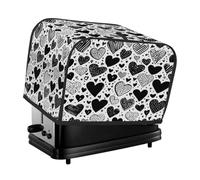 Copertura per tostapane a 2 fette, impermeabile, protettiva, con cuori bianchi e neri, per proteggere la polvere e le impronte digitali