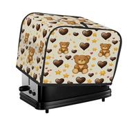 Copertura per tostapane a 2 fette, impermeabile, protettiva, marrone, con orsetto, cuori, stelle, piccoli elettrodomestici, protezione da polvere e impronte digitali