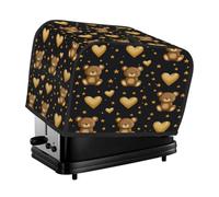 Copertura per tostapane a 2 fette, impermeabile, protettiva per la macchina del pane con orsetto dorato e cuori d'amore, piccola copertura per elettrodomestici per protezione da polvere e impronte