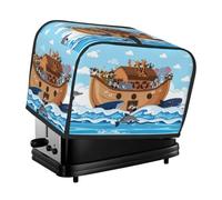 Copertura per tostapane a 2 fette, motivo animali sull'arca di Noè, con tasche, per cucina, piccolo elettrodomestico e protezione dalle impronte digitali, lavabile in lavatrice