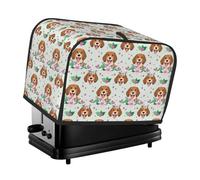 Copertura per tostapane a 2 fette, motivo cane Beagle con fiori rosa, impermeabile, con tasche per piccoli elettrodomestici da cucina, protezione per impronte digitali, lavabile in lavatrice