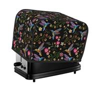 Copertura per tostapane a 2 fette, motivo con fiori di colibrì, impermeabile, con tasche, per piccoli elettrodomestici da cucina, protezione dalle impronte digitali, lavabile in lavatrice