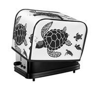 Copertura per tostapane a 2 fette, motivo famiglia di tartarughe marine, con tasche, per piccoli elettrodomestici da cucina, protezione dalle impronte digitali, lavabile in lavatrice