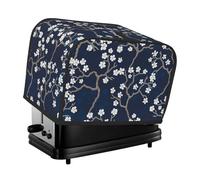 Copertura per tostapane a 2 fette, motivo fiori su sfondo blu navy, impermeabile, con tasche per piccoli elettrodomestici da cucina, protezione per impronte digitali, lavabile in lavatrice