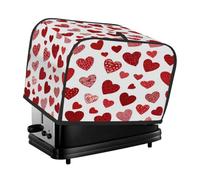 Copertura per tostapane a 2 fette, rossa e bianca, con cuori romantici per San Valentino, ideale per piccoli elettrodomestici da cucina come macchine per il pane, con tasche, protezione da polvere e i