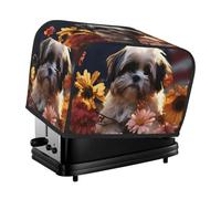Copertura per tostapane a 2 fette, Shih Tzu cane e fiori, copertura antipolvere lavabile per tostapane da cucina, piccoli elettrodomestici, protezione per sala da pranzo, casa, tavolo, decorazione