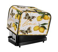 Copertura per tostapane a 4 fette, gialla e bianca, con motivo limoni gialli e farfalle, ideale per piccoli elettrodomestici da cucina come macchine per il pane, con tasche, protezione da polvere e im
