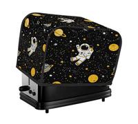 Copertura per tostapane a 4 fette, gialla e nera, con cielo stellato, pianeti, stelle e astronauta, per piccoli elettrodomestici da cucina come macchine per il pane, con tasche, protezione da polvere