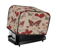 Copertura per tostapane a 4 fette, impermeabile, protettiva, per San Valentino, farfalla e cuori d'amore, motivo schizzo per piccoli elettrodomestici, per protezione da polvere e impronte digitali