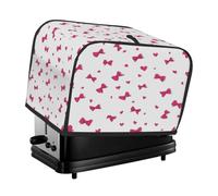 Copertura per tostapane a 4 fette, rosa e bianca, con graziosi fiocchi e cuori rosa, ideale per piccoli elettrodomestici da cucina come la macchina del pane, con tasche, protezione da polvere e impron