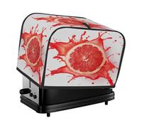 Copertura per tostapane a 4 fette, rossa e bianca, con decorazione a schizzi di succo di pompelmo rosso, ideale per piccoli elettrodomestici da cucina come macchine per il pane, con tasche, protezione