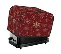 Copertura per tostapane a 4 fette rosso oro, con fiocchi di neve rosso oro e scritta "Buon Natale", piccola copertura per elettrodomestico da cucina con tasche, protezione da polvere e impronte digita
