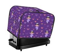 Copertura per tostapane a 4 fette, viola e rosa, con simpatiche ballerine e cuoricini, ideale per piccoli elettrodomestici da cucina come macchine per il pane, con tasche, protezione da polvere e impr