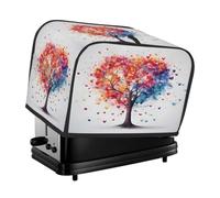 Copertura per tostapane ad acquerello con cuore e albero, 2 fette per elettrodomestici da cucina, copertura impermeabile in tessuto Oxford con tasca laterale e passante per manico, antipolvere e