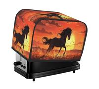 Copertura per tostapane con cavalli che corrono sotto il sole del tramonto, 2 fette di copertura per piccoli elettrodomestici da cucina, con tasche, protezione antipolvere e impronte digitali