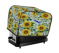 Copertura per tostapane con foglie verdi e girasole ad acquerello, copertura antipolvere per macchina del pane, piccolo elettrodomestico da cucina