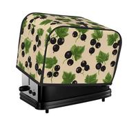 Copertura per tostapane con ribes nero, 2 fette, con foglie verdi, accogliente con tasca, antimacchia, antipolvere, protezione per piccoli elettrodomestici da cucina