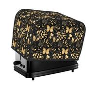 Copertura per tostapane con stampa a farfalla nera e oro, 2 fette, con tasche, per piccoli elettrodomestici da cucina, protezione dalle impronte digitali, lavabile in lavatrice