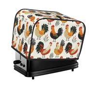 Copertura per tostapane con stampa famiglia di galli 2 fette, con tasche, per piccoli elettrodomestici da cucina, protezione dalle impronte digitali, lavabile in lavatrice