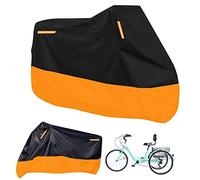 Copertura per triciclo per adulti di alta qualità, adatta a tutte le bici o moto a 3 ruote per interni ed esterni, 264,2 cm di lunghezza x 110 cm di larghezza x 124,5 cm di altezza (nero e arancione)
