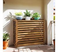 Copertura per unità AC da esterno, resistente alle intemperie, supporto per piante in legno, elegante scudo per pompa di calore, decorazione in legno di pino per giardino, elegante supporto per fiori