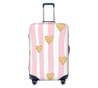 Copertura per valigia, a righe rosa, protezione per bagagli, con motivo a cuore galassia, antigraffio, antipolvere, adatta per bagagli da 56 a 61 cm, Multicolore, XL