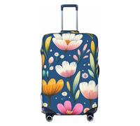 Copertura per valigia colorata con margherite floreali, copertura elastica per bagagli a tulipano primaverile, antigraffio, antipolvere, adatta per bagagli da 56 a 61 cm, Multicolore, S