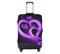 Copertura per valigia, con stampa di amore, colore: viola, adatta per bagagli da 45,7 a 81,7 cm, bianco, L