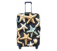 Copertura per valigia con stampa di stelle marine, adatta per bagagli di dimensioni da 46 a 82 cm, Nero , M