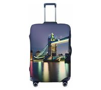 Copertura per valigia con stampa Night London Tower Bridge, adatta per bagagli di dimensioni da 46 a 82 cm, Nero , S